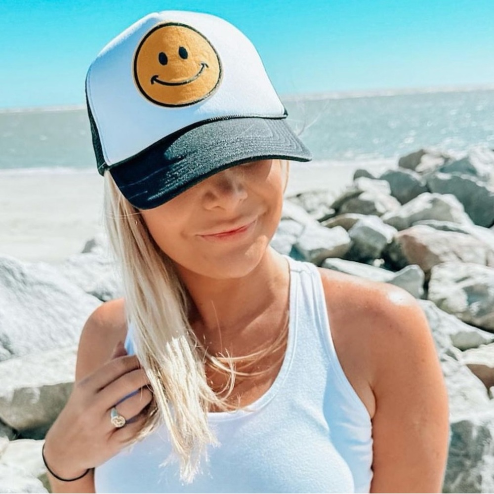 Smiley face trucker hat for sale. Only worn twice.